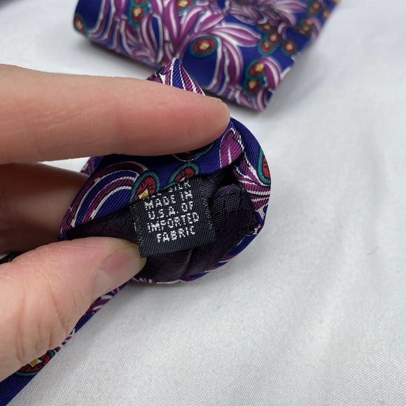 Vintage Christian Dior Monsieur Purple & Blue Abstract Whimsical All Silk Tie - Picture 3 of 4